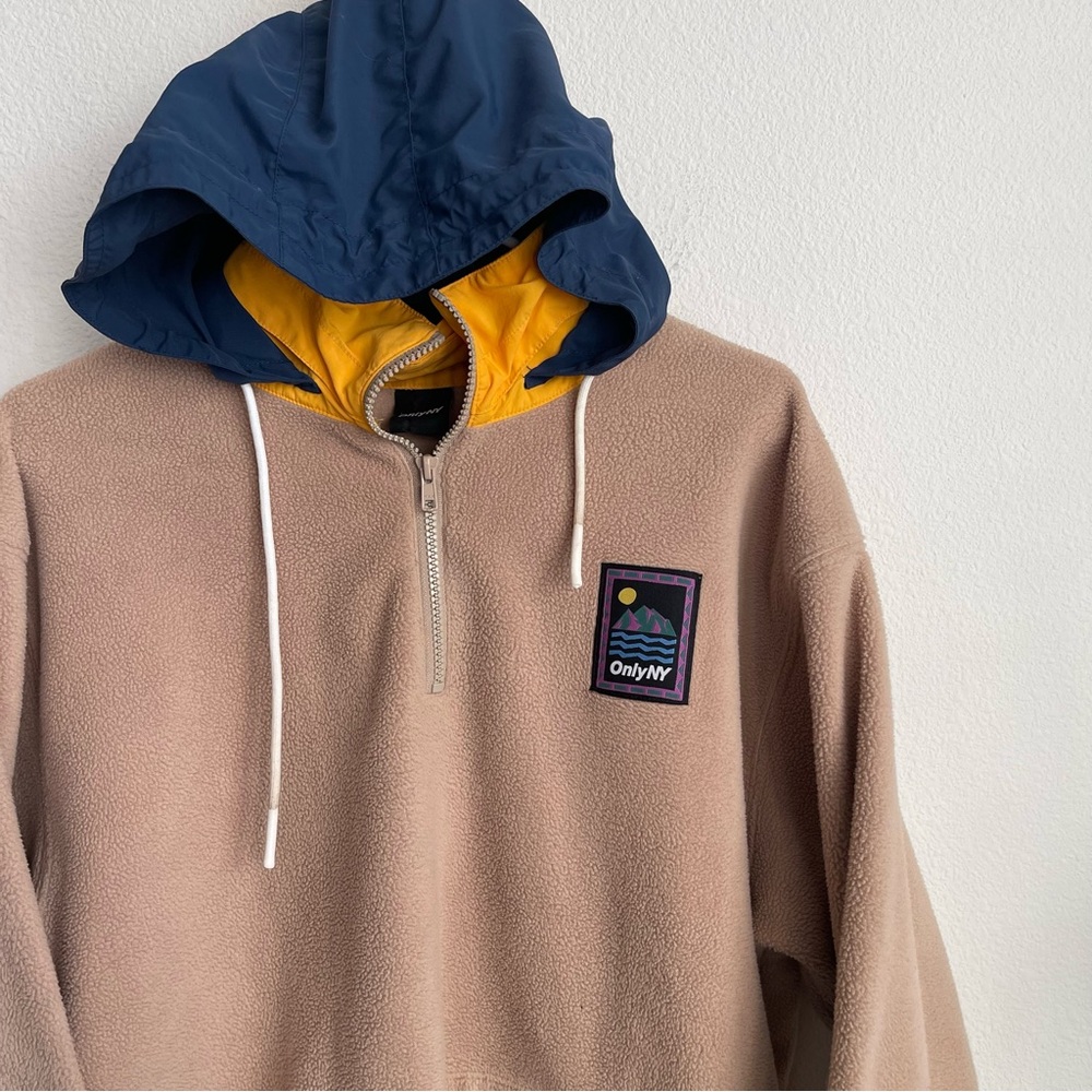 OnlyNY Half Zip Hooded Fleece Kangaroo Pullover Sweater